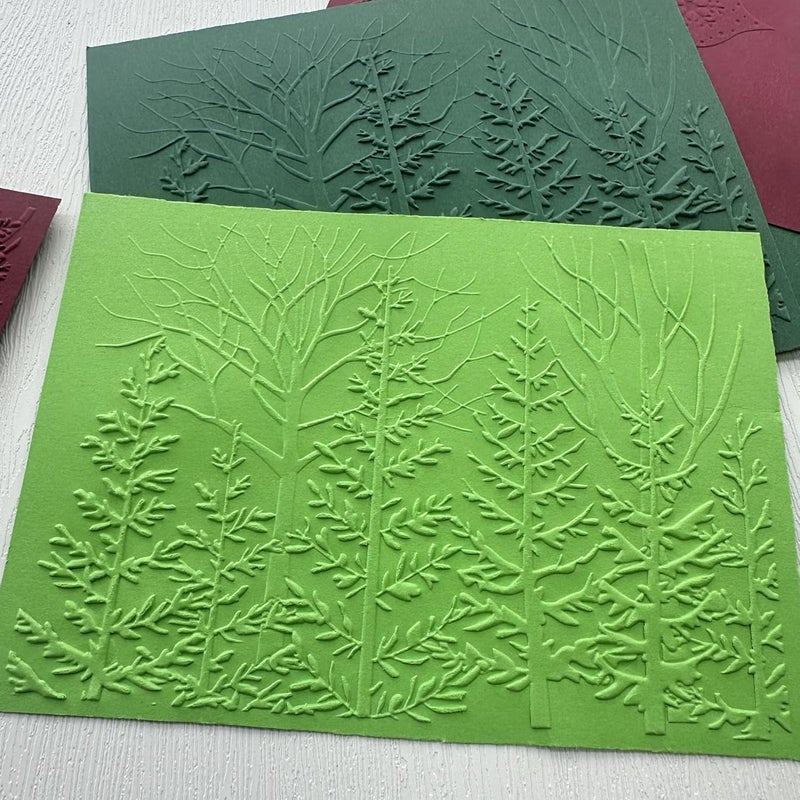 Arbuya 3D Christmas Woodland Plastic Embossing Folders for Card Making 3 d Pine Trees Embossing Folder for Gift Tag Paper Crafting Home Decoration 5"x7" - Image 3